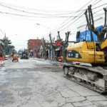 Trabajos de renovación sobre Av. Rivadavia en zona comercial y terminal de Escobar