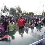 Julio Zamora inauguró una plaza de juegos múltiples