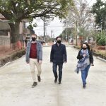 Leo Nardini, visitó la obra de pavimentación que se realiza en las calles Patricias Mendocinas y Ricardo Rojas de la ciudad de Grand Bourg.