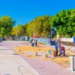 Andreotti recorrió las obras en avance del nuevo Paseo del Canal y la renovación del área