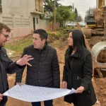 Nardini y Correa recorrieron obras de desagües pluviales en Villa de Mayo
