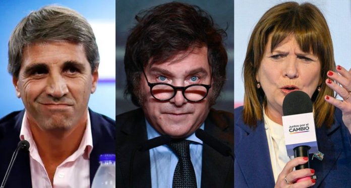 Caputo, Milei y Bullrich