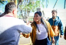 Eva Mieri supervisó las tareas en las zonas afectadas por el temporal